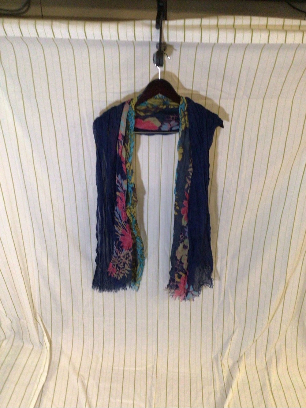 Lightweight Navy Floral Fringe Scarf - Women Accessories